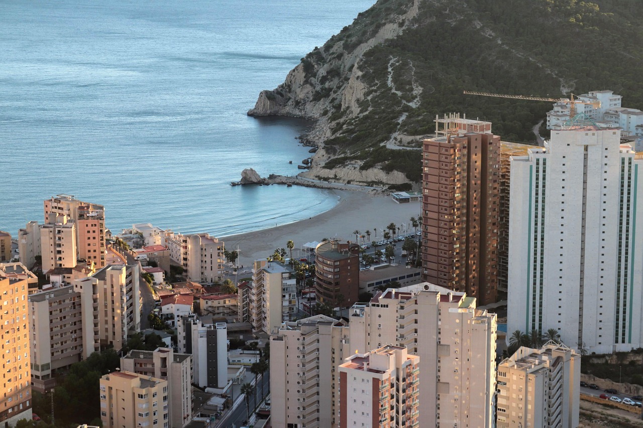 A view of buildings by the coastline.