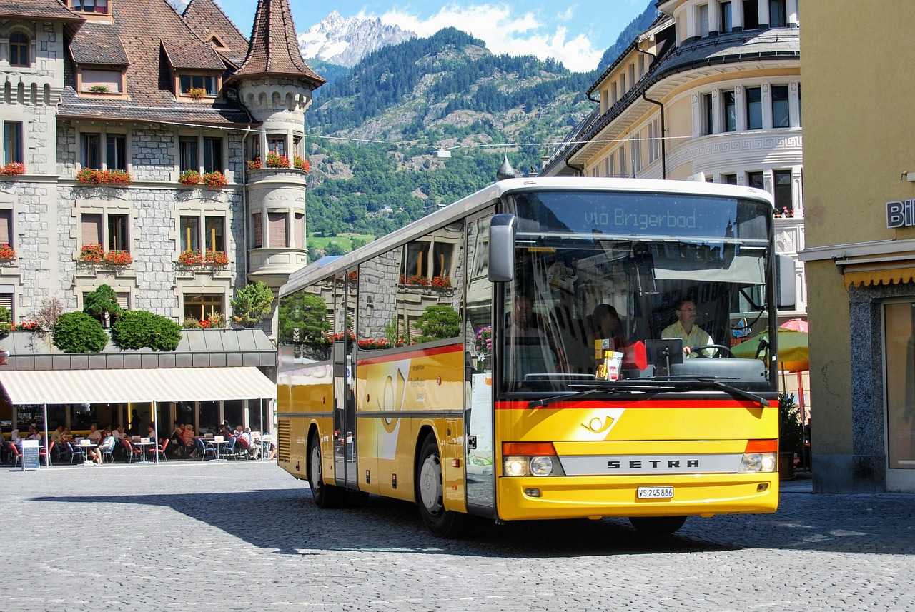 A bus in a historic city.