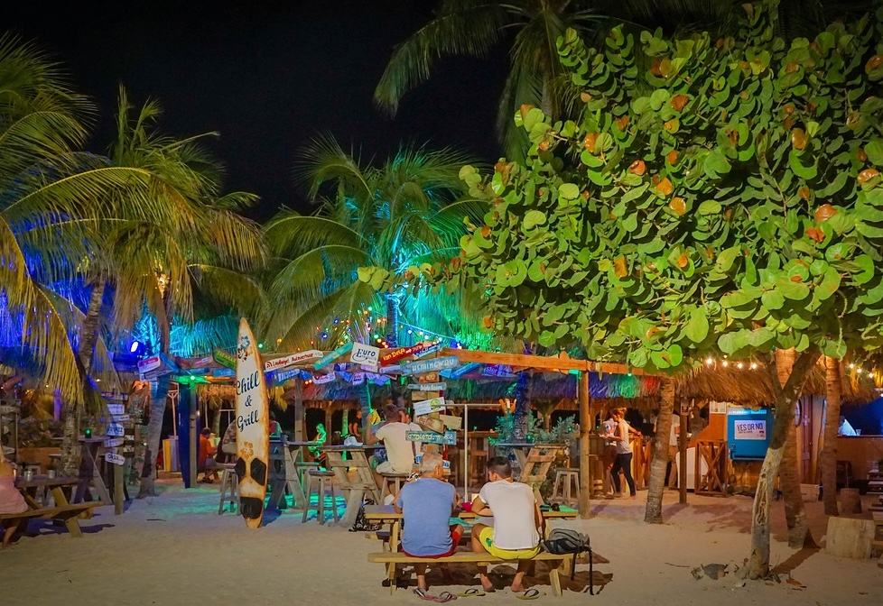A view of the nightlife on an island.